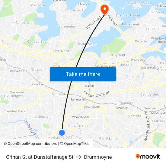 Crinan St at Dunstaffenage St to Drummoyne map