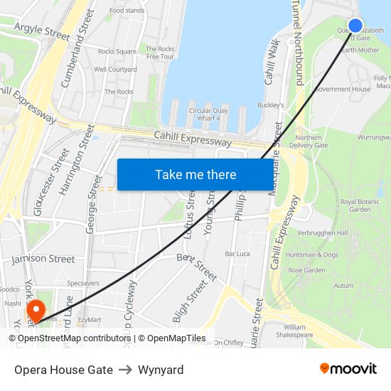 Opera House Gate to Wynyard map