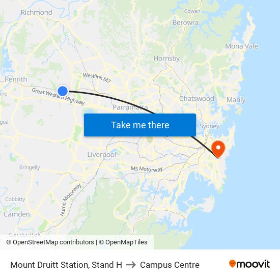 Mount Druitt Station, Stand H to Campus Centre map