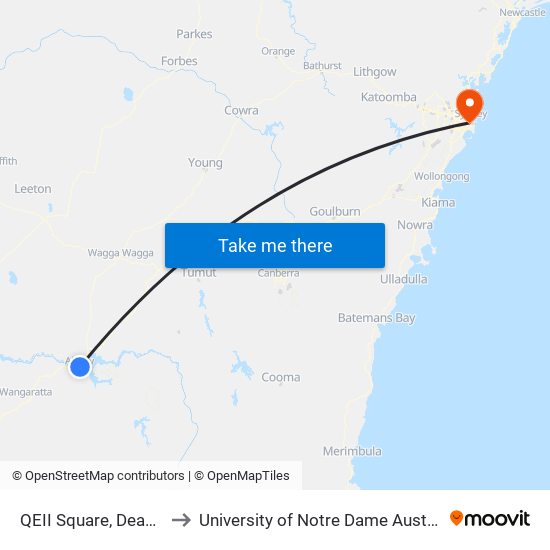 QEII Square, Dean St to University of Notre Dame Australia map