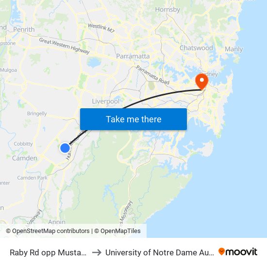 Raby Rd opp Mustang Dr to University of Notre Dame Australia map
