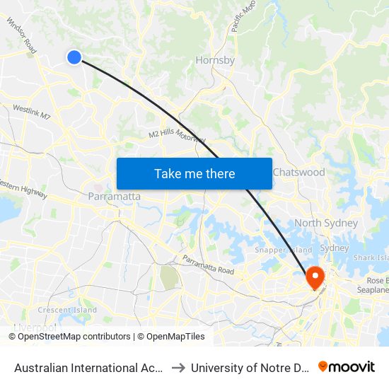 Australian International Academy, Foxall Rd to University of Notre Dame Australia map