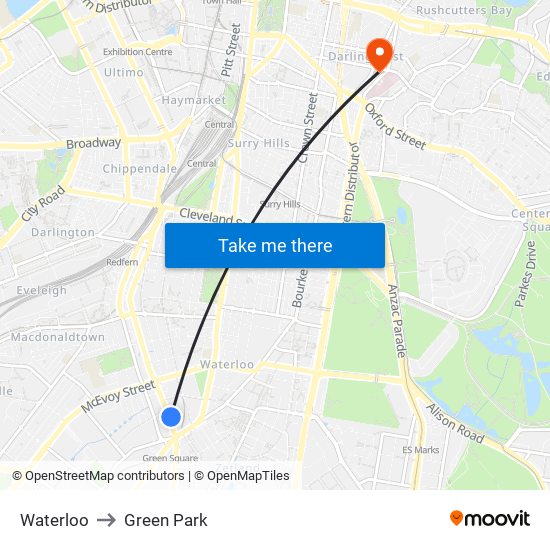 Waterloo to Green Park map