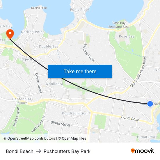 Bay Park Square Map Bondi Beach, Bondi Beach To Rushcutters Bay Park, Darling Point With Public  Transportation