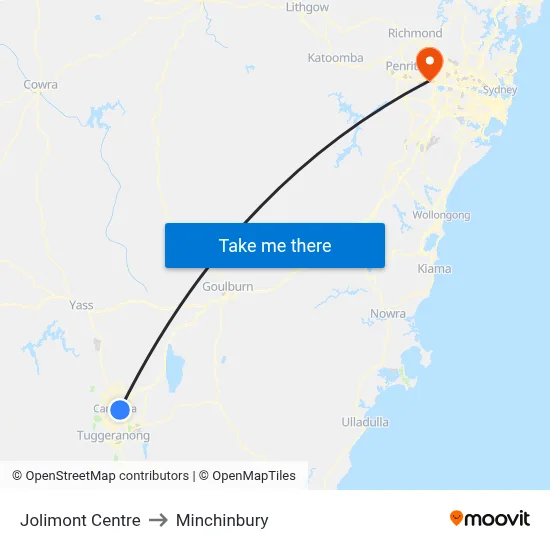 Jolimont Centre to Minchinbury map
