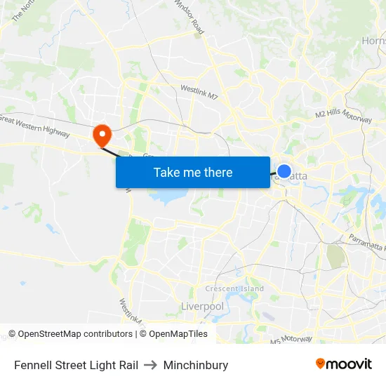 Fennell Street Light Rail to Minchinbury map