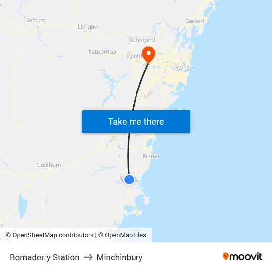 Bomaderry Station to Minchinbury map