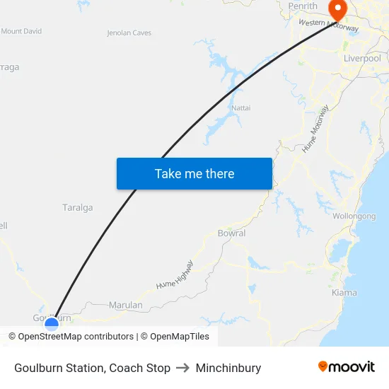 Goulburn Station, Coach Stop to Minchinbury map