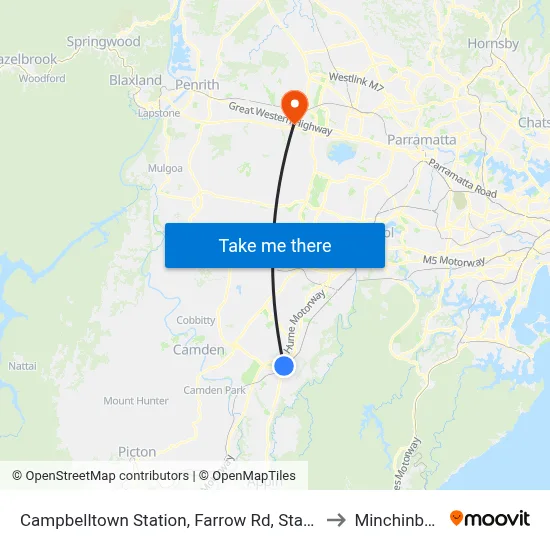 Campbelltown Station, Farrow Rd, Stand G to Minchinbury map