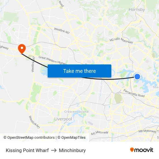 Kissing Point Wharf to Minchinbury map