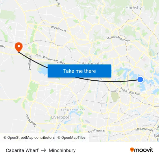 Cabarita Wharf to Minchinbury map