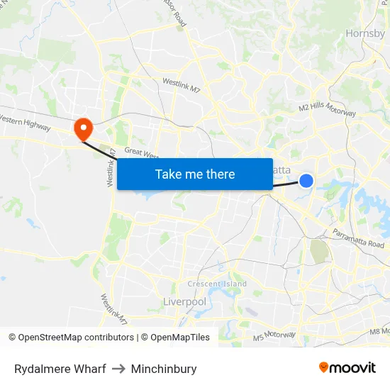 Rydalmere Wharf to Minchinbury map