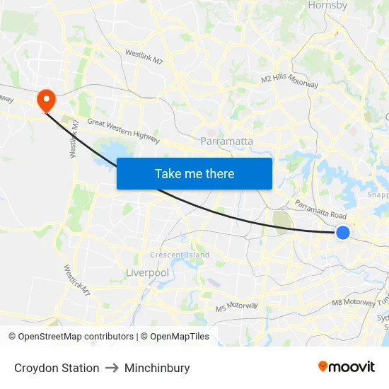 Croydon Station to Minchinbury map