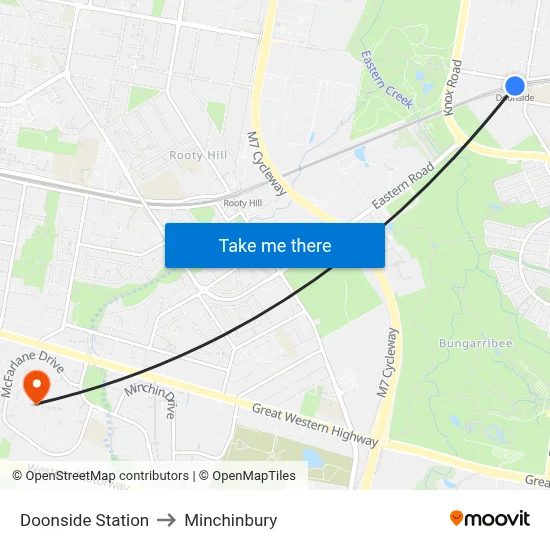 Doonside Station to Minchinbury map