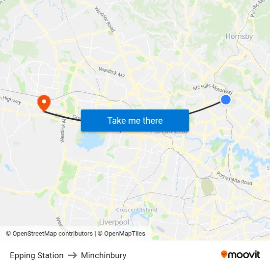 Epping Station to Minchinbury map