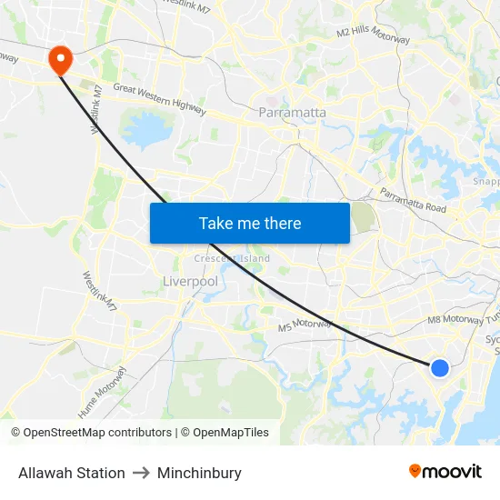 Allawah Station to Minchinbury map