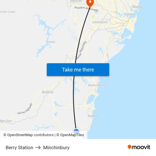Berry Station to Minchinbury map