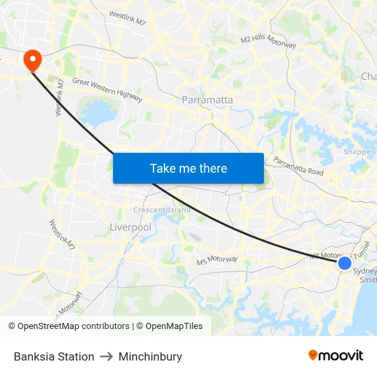 Banksia Station to Minchinbury map