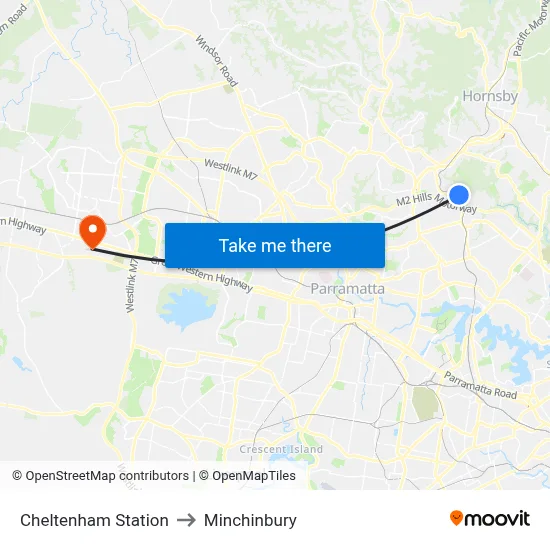 Cheltenham Station to Minchinbury map