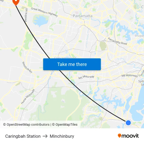 Caringbah Station to Minchinbury map