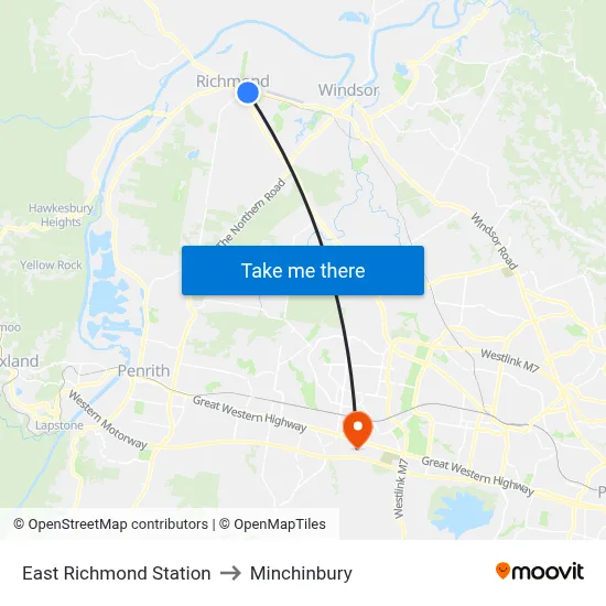 East Richmond Station to Minchinbury map