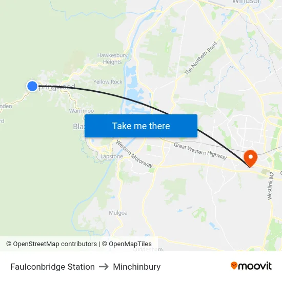 Faulconbridge Station to Minchinbury map
