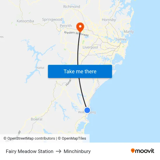 Fairy Meadow Station to Minchinbury map