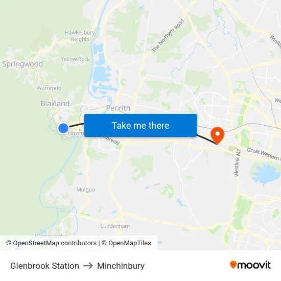 Glenbrook Station to Minchinbury map