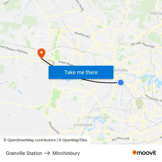 Granville Station to Minchinbury map