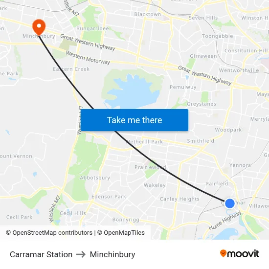 Carramar Station to Minchinbury map