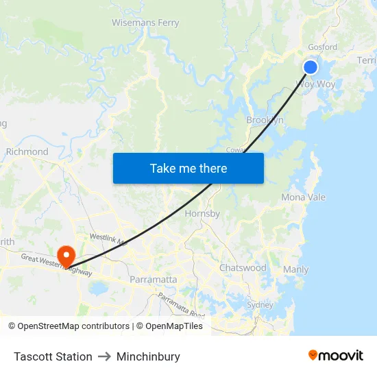Tascott Station to Minchinbury map