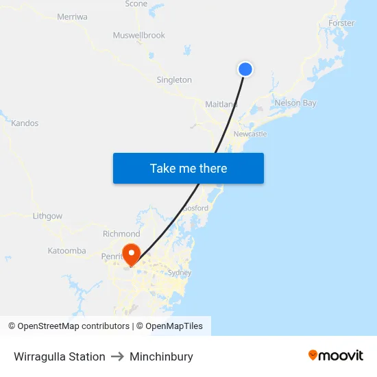 Wirragulla Station to Minchinbury map