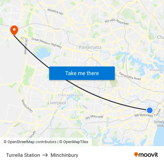 Turrella Station to Minchinbury map