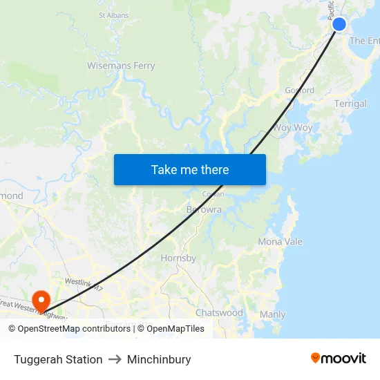Tuggerah Station to Minchinbury map
