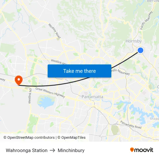 Wahroonga Station to Minchinbury map