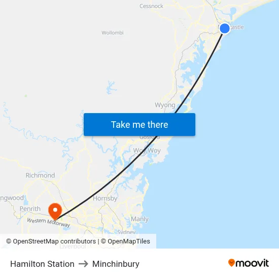 Hamilton Station to Minchinbury map