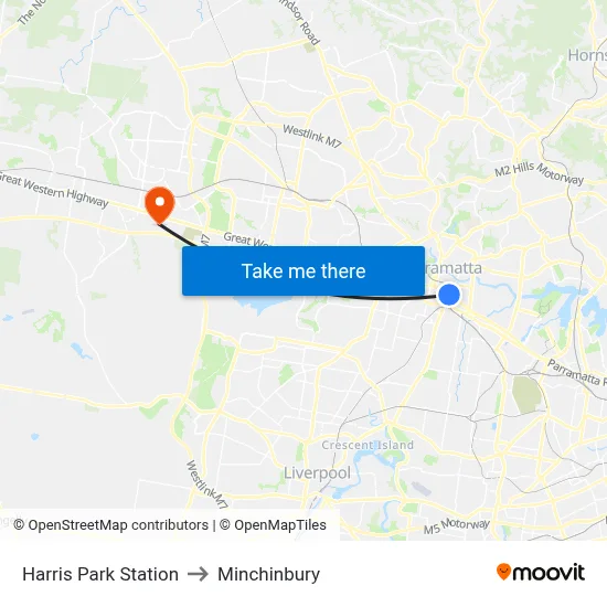 Harris Park Station to Minchinbury map