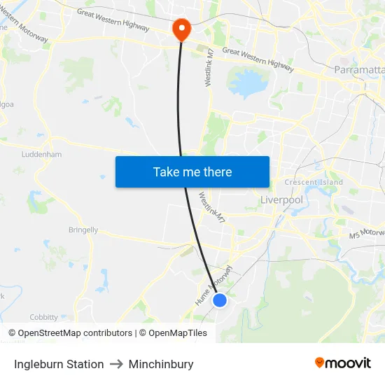 Ingleburn Station to Minchinbury map