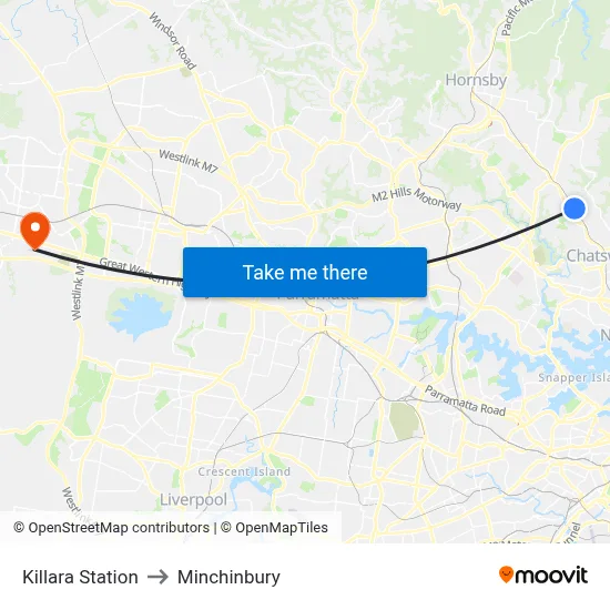 Killara Station to Minchinbury map