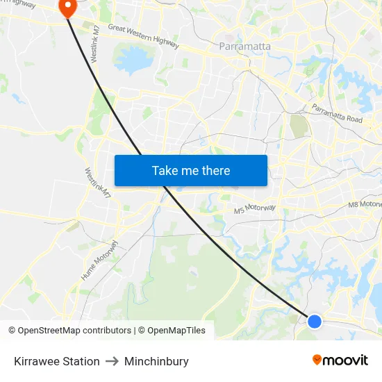 Kirrawee Station to Minchinbury map