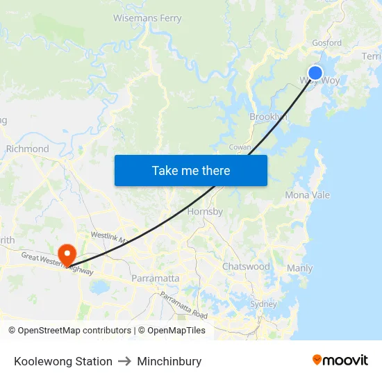 Koolewong Station to Minchinbury map