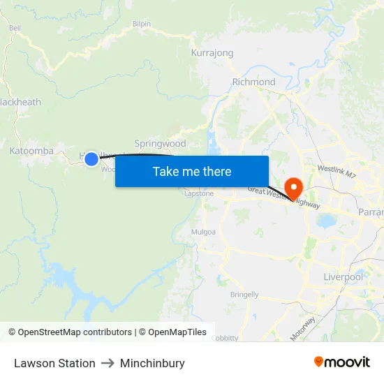 Lawson Station to Minchinbury map