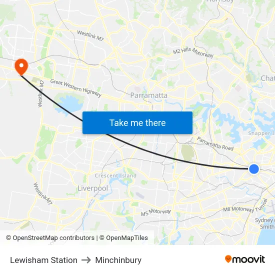 Lewisham Station to Minchinbury map