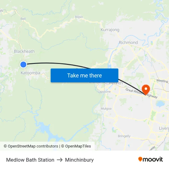 Medlow Bath Station to Minchinbury map