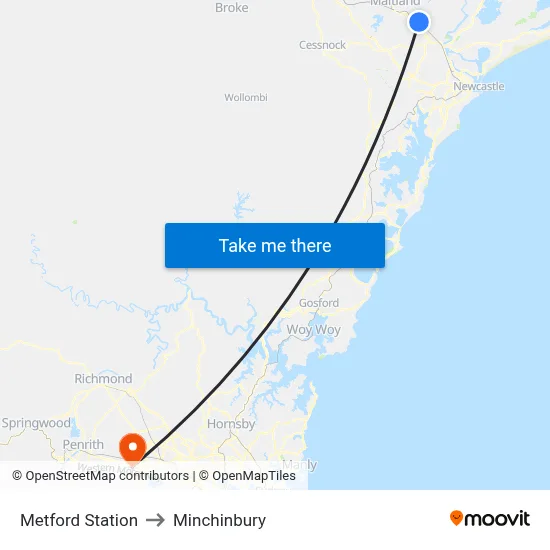 Metford Station to Minchinbury map