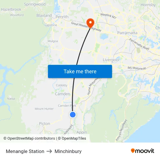 Menangle Station to Minchinbury map