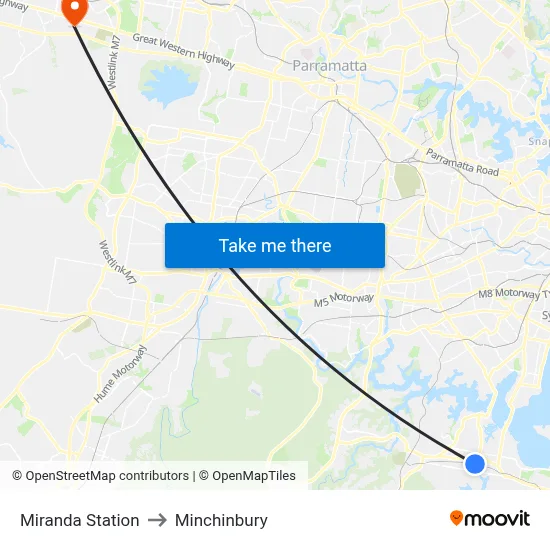 Miranda Station to Minchinbury map