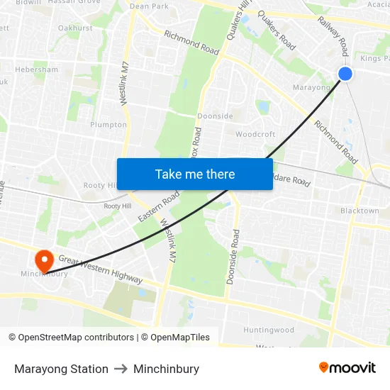 Marayong Station to Minchinbury map