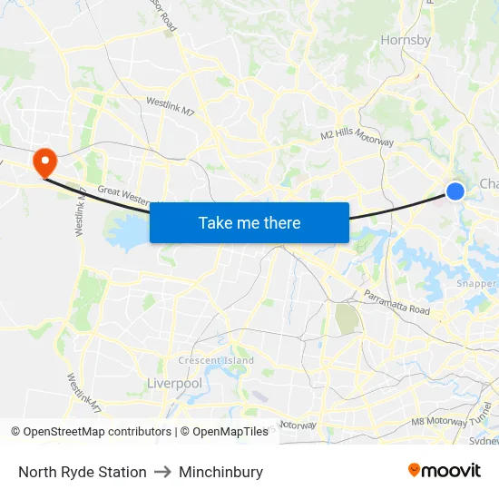 North Ryde Station to Minchinbury map