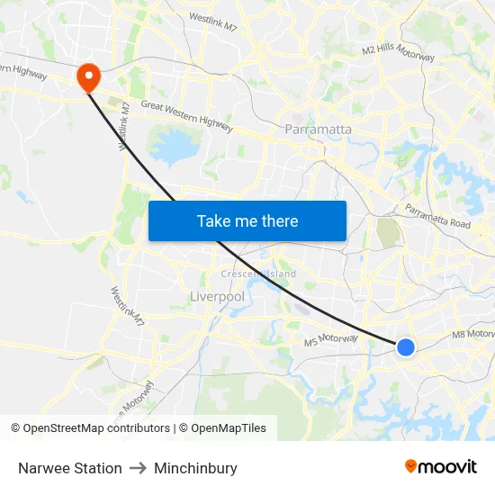 Narwee Station to Minchinbury map
